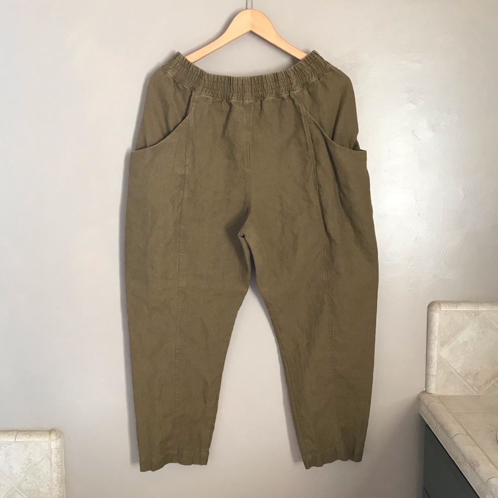 Elizabeth Suzann Clyde Work Pants Olive Linen